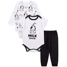 Kit Roupa De Bebe 3 Peças Body Manga Longa e Curta e Calça Algodão Menino