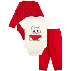 Kit Roupa De Bebe 3 Peças Body Manga Longa e Curta e Calça Algodão Menina