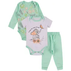 Kit Roupa De Bebe 3 Peças Body Manga Longa e Curta e Calça Algodão Menina