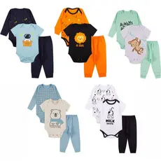 Kit Body roupa De Bebe 12 Peças Body Manga Longa e Curta e Calça Algodão Menino