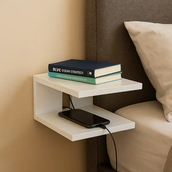 Mini mesa de cabeceira minimalista suporte de celular, livro, alexia, suporte roteador em mdf