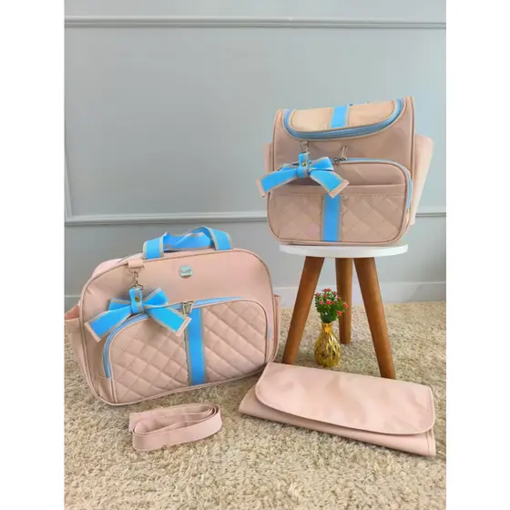 Kit Bolsas Maternidade 03 Peças Kit Com Faixas Bolsa Luxo Menino-Menina Bolsas Impermeáveis Bolsa G Bolsa M & Mochila G.