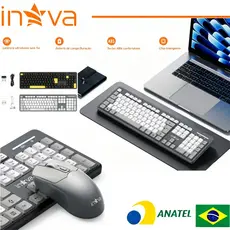 INOVA Kit Teclado E Mouse Sem Fio 2.4ghz ABNT2 Receptor Nano Usb