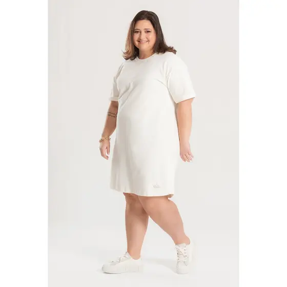 Vestido T-Shirt Feminino Plus Size Modelagem Reta e Caimento Leve Despojado Soltinho
