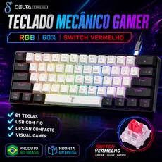Teclado Mecânico Gamer AITEK Delta TM6101 RGB 60% ABNT2 61 Teclas Switch Vermelho USB