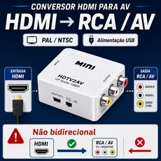 Conversor HDMI Para RCA AV CVBS HDMI2AV PAL NTSC Alimentação USB Não Bidirecional Não É TV Box