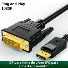 Cabo Displayport Para DVI-D 24+1 Pinos 1,8m Resistente e Prático