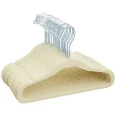Kit 50 Cabide Infantil Veludo Slim Antideslizante Ultra Fino - Bege