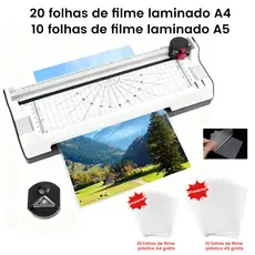 Plastificadora e Laminadora Portátil A4 e A5 127V  +20 folhas de filme laminado A4 10 folhas de filme laminado A5