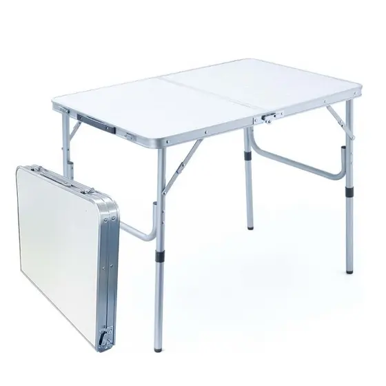 Mesa Dobravel Alumínio Camping 90x60cm Pesca e Praia Vira Maleta