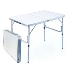 Mesa Dobravel Alumínio Camping 90x60cm Pesca e Praia Vira Maleta