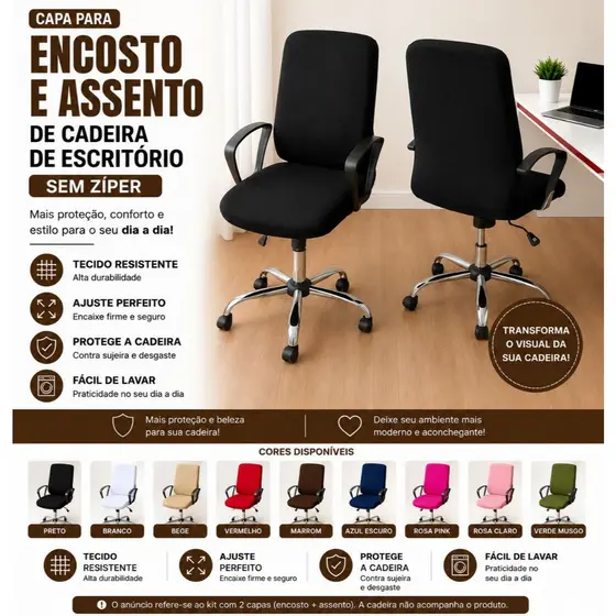 capa de cadeira de escritório ajustável renove sua cadeira gastando pouco