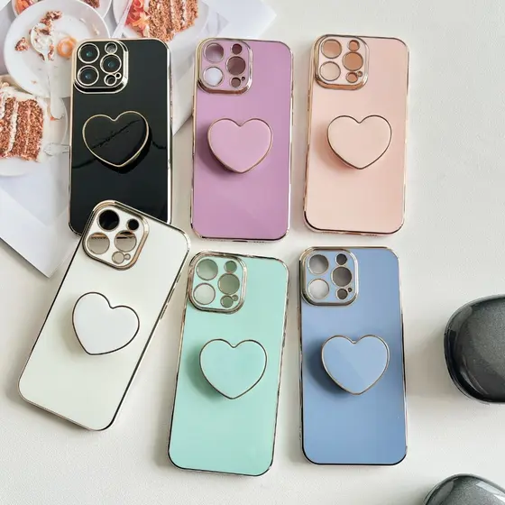 Capa Capinha Suporte Coração Samsung S26 S25 S24 FE PLUS ULTRA A07 A17 A37 A57 A06 A16 A26 A36 A56