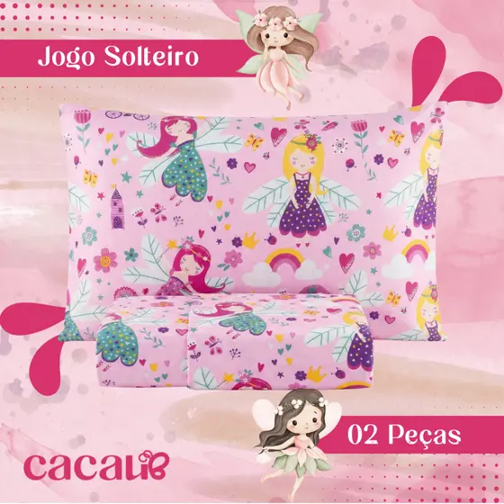 Jogo De Lençol Cama De Solteiro 2 Peças Estampado Infantil