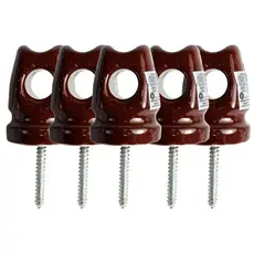Kit 5 Isoladores de Porcelana T Pimentão 54×72mm Foxlux para Instalações Elétricas Aéreas