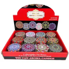Vela Aromática Artesanal 60g Perfumada Variada Caixinha Metal Zodiacos c/ Tampa 70ml