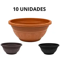 Kit 10 Vasos Cuia Redondo 6 Litros de Plástico Para Rosa Do Deserto Flores Plantas Jardim