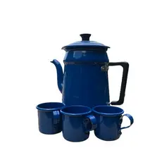 Bule De Alumínio Com 6 Xícaras Caneca Café Chá