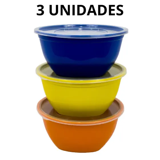Kit Conjunto 3 Saladeiras 3,5Litros Em Plástico Com Tampa Promoção Salada Pote Tapoer