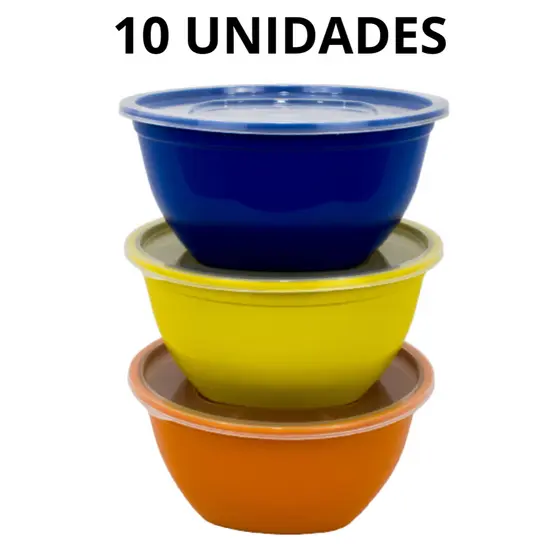 Kit 10 Saladeira 3,5Litros De Plástico Com Tampa Promoção Salada Pote Tapoer