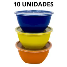 Kit 10 Saladeira 3,5Litros De Plástico Com Tampa Promoção Salada Pote Tapoer