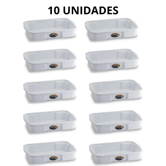 Kit 10 Bandejas 6 Litros Empilhável Multiuso De Plástico Para Carne Salgado Açougue Congelados