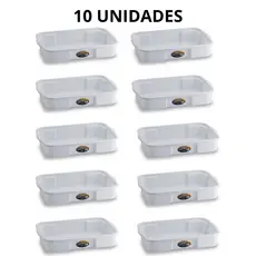 Kit 10 Bandejas 6 Litros Empilhável Multiuso De Plástico Para Carne Salgado Açougue Congelados
