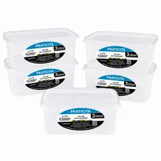Kit 5 Potes Presídio Tapoer Transparente 3 Litros