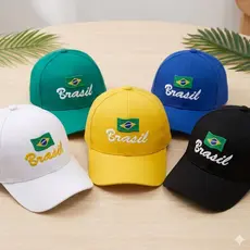 Boné Brasil Bandeira Copa do Mundo Futebol Bordado Promoção