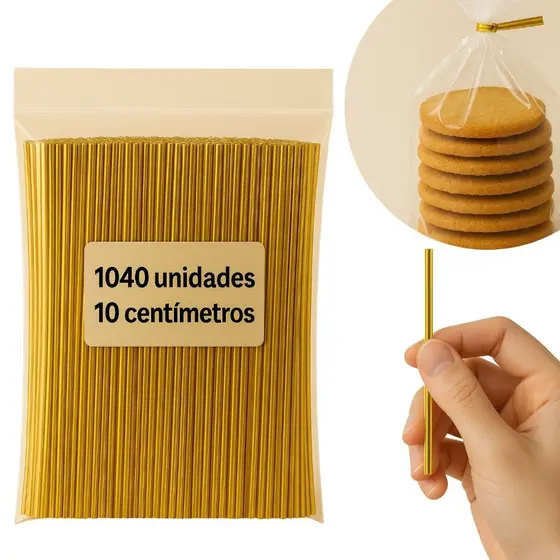 Kit 1040 Unidades Amarrilho 10 Cm Fecho Arame Lacre para Alimentos Saquinho de Festa