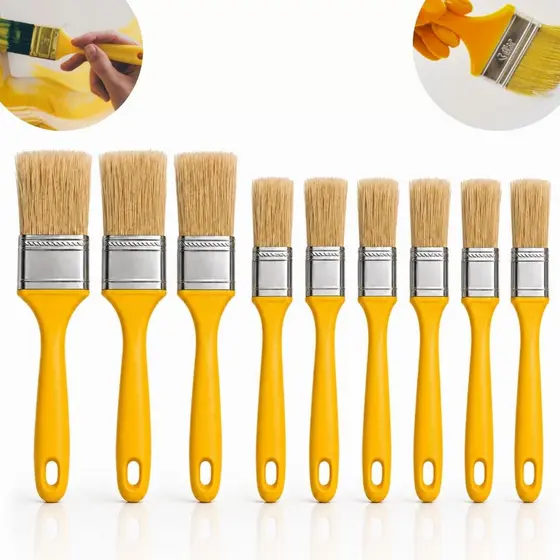 Kit Trincha Pincel para Pintura Parede Profissional Cabo Amarelo
