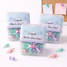 Kit Alfinete Colorido Tachinha para Quadros Murais Escritório Home Office Pin Mapa Escolar
