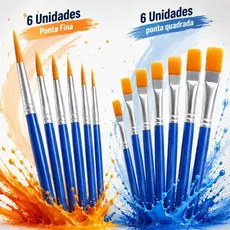 Kit Pinceis Artísticos Ponta Fina E Quadrada Pintura para Arte Artesanato