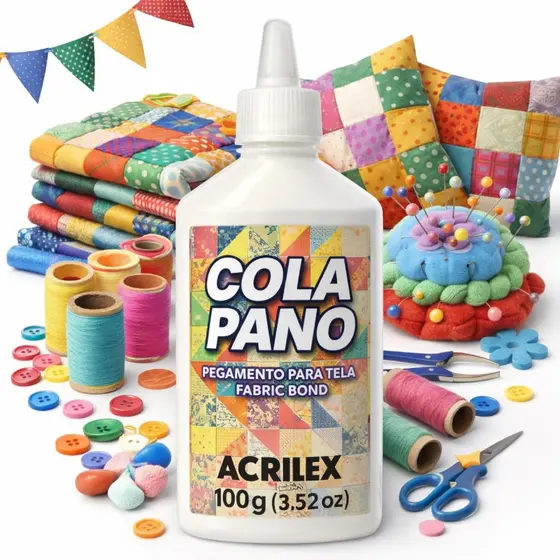 Cola Pano 100G e 35G Acrilex Cola Para Tecido Costura Barra de Calça Artesanato Fácil Aplicação