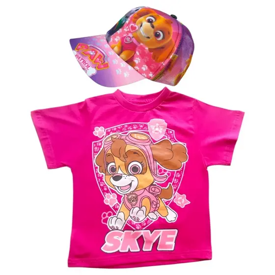 Kit Camiseta Skye Manga Curta 100% Algodão + Boné Com Ajuste Skye Infantil