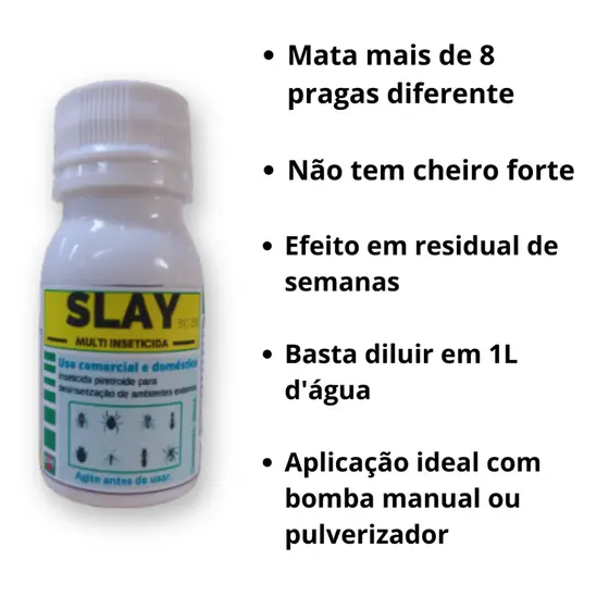 Slay Concentrado Rende 1 Litro - Mata Barata Cupim Percevejo de Cama Aranha Mosca Até Escorpião