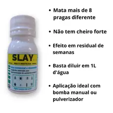 Slay Concentrado Rende 1 Litro - Mata Barata Cupim Percevejo de Cama Aranha Mosca Até Escorpião