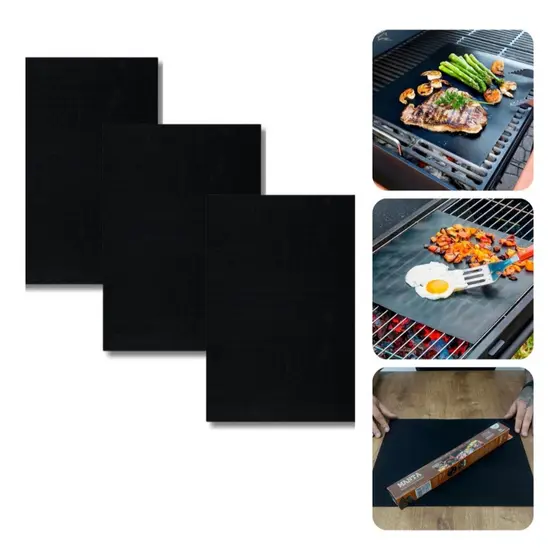 Kit 3 Manta Teflon Para Churrasqueira Grill Forno AirFryer
