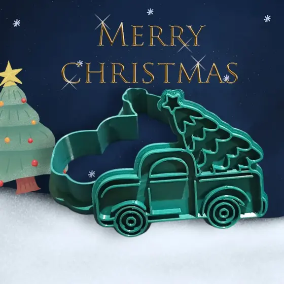 Cortador carro com arvore de natal