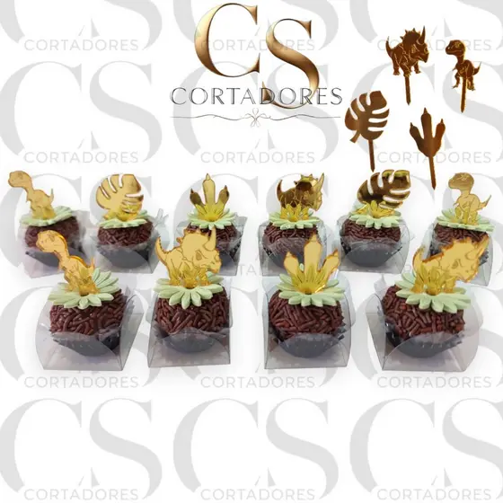 ✨ APLIQUES DINOSSAUROS PARA BRIGADEIRO – KIT 12 UNIDADES 🦖🔥