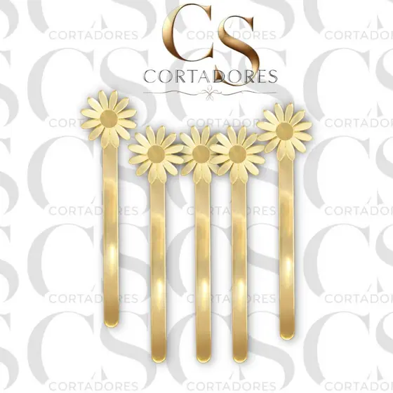 PALITO FLOR MARGARIDA EM ACRÍLICO ESPELHADO DOURADO DELICADEZA E CHARME PARA SUA DECORAÇÃO