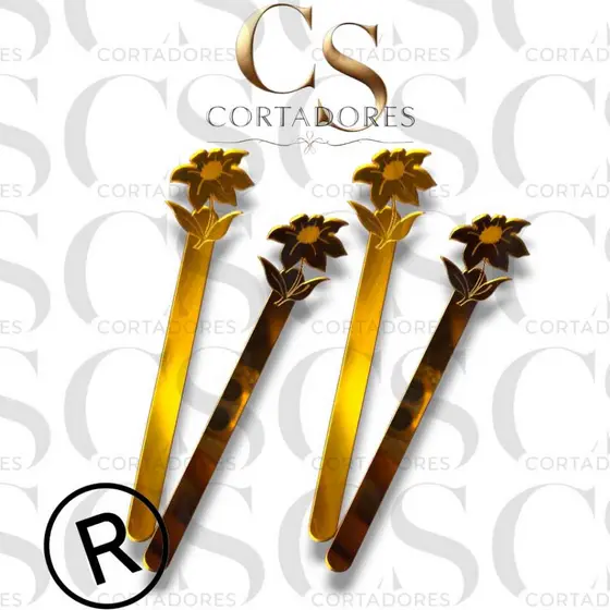 PALITO ACRÍLICO ESPELHADO DOURADO – FLOR • Exclusivo CS Cortadores!