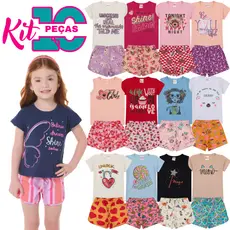Kit Sortido 10 Peças de Roupas Infantil Menina Verão