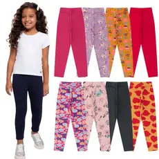 Kit 3 Calça Legging Infantil Menina Bebe Juvenil de Cotton Algodão
