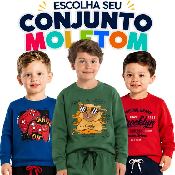 Conjunto Moletom Infantil Menino Bebe - Escolha de Estampa