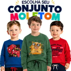 Conjunto Moletom Infantil Menino Bebe - Escolha de Estampa