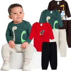 Kit 6 Peças de Roupas para Bebe Menino -- Conjunto Body Bebe