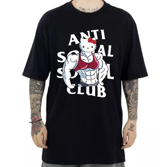 Camiseta Oversized Camisa Treino Anti Treino Fofo Hello Confortavel Premium Academia Ar Livre
