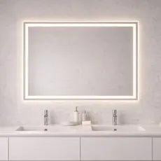 Espelho Retangular com LED Jateado Touch 3 tons Moderno para Banheiro e Lavabo