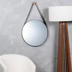 Espelho Adnet Redondo 60cm C/ Suporte e Pino retrô para banheiros